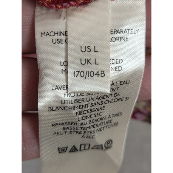 Free People L Bonnie Dark Pink Floral Mini Dress Empire Waist Boho‎ Prairie NEW - Picture 15 of 16